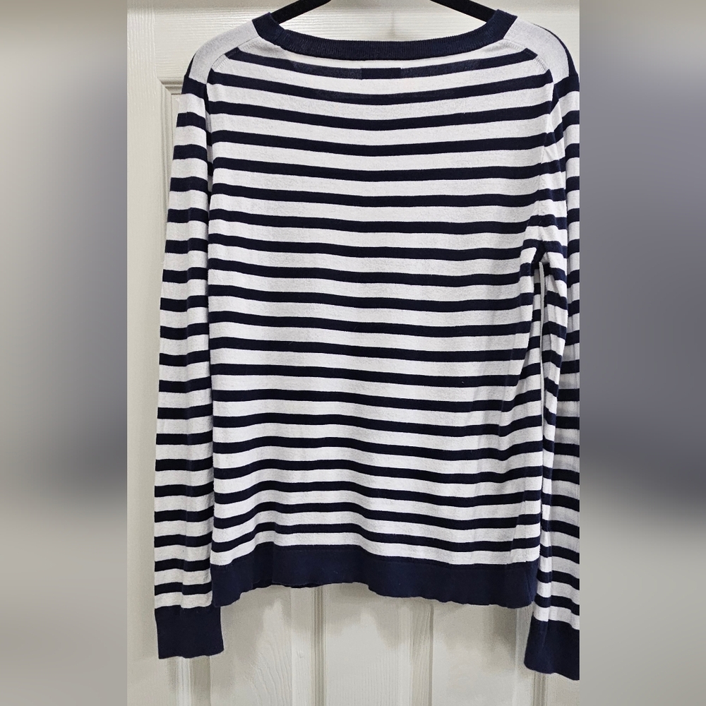 J. Crew Navy and White Striped Teddie Sweater - Picture 4 of 4